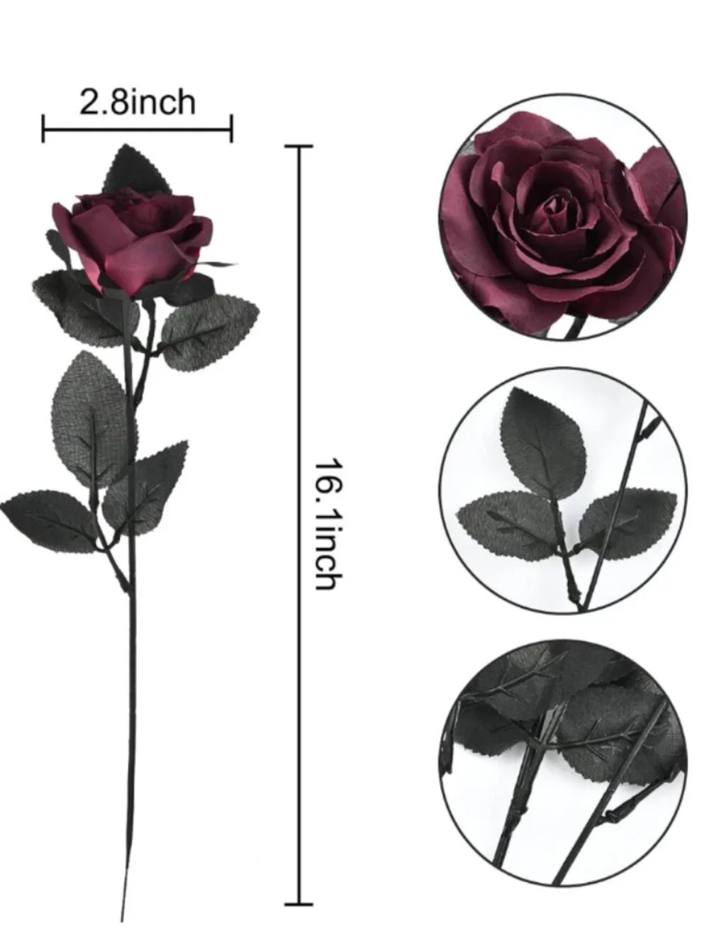 10pc Long Stem Wine Red Silk Roses Flowers Wedding Halloween Fall Table Decor